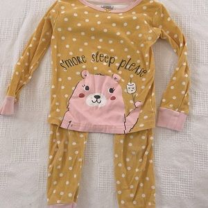 3T girls yellow and pink bear pajamas